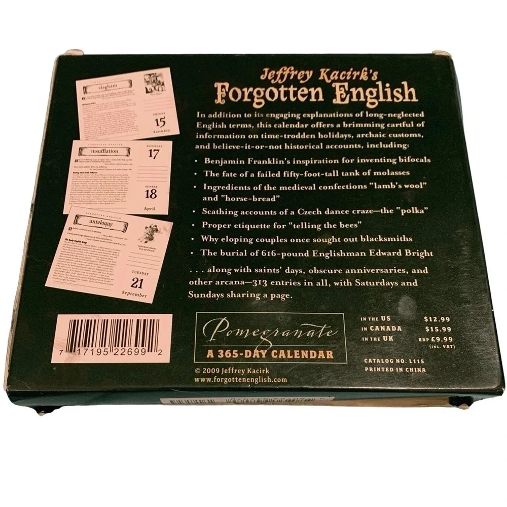 Jeffrey Kacirk's Calendar Forgotten English 365 Day 2010 New in Original Box